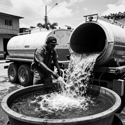 Tanqueros alivian el racionamiento de agua en La Martha, Roldós