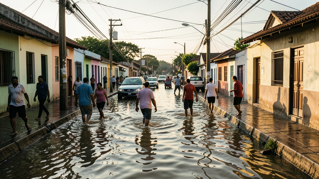 Lluvias intensas convierten calles de Naranjal en ríos y paralizan el tránsito