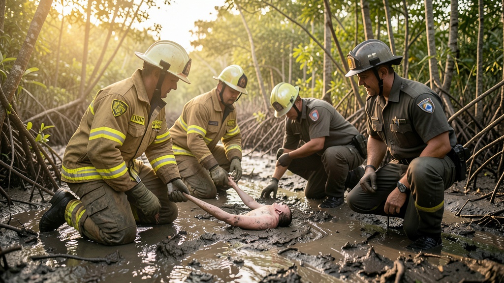 Bomberos y policía recuperan una pierna humana en el manglar de Taura tras alerta ciudadana