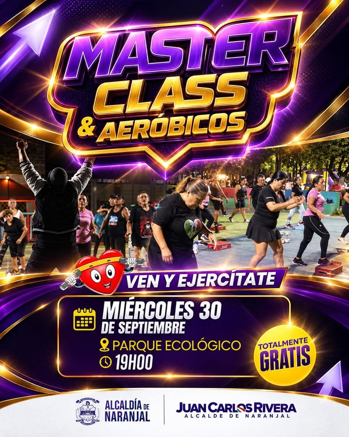 Alcaldía de Naranjal ofrece master class de aeróbicos gratis este miércoles 30