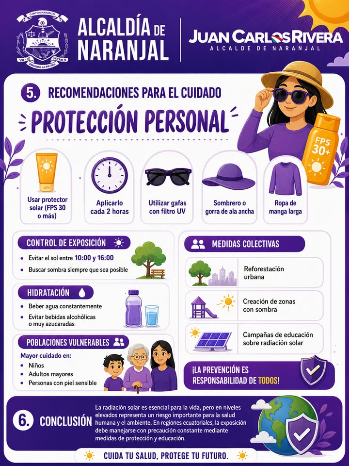 Alcaldía de Naranjal lanza campaña de prevención contra radiación solar