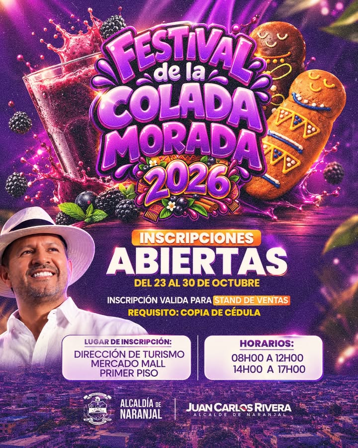 Inscripciones abiertas para el Festival de la Colada Morada 2026 en Naranjal
