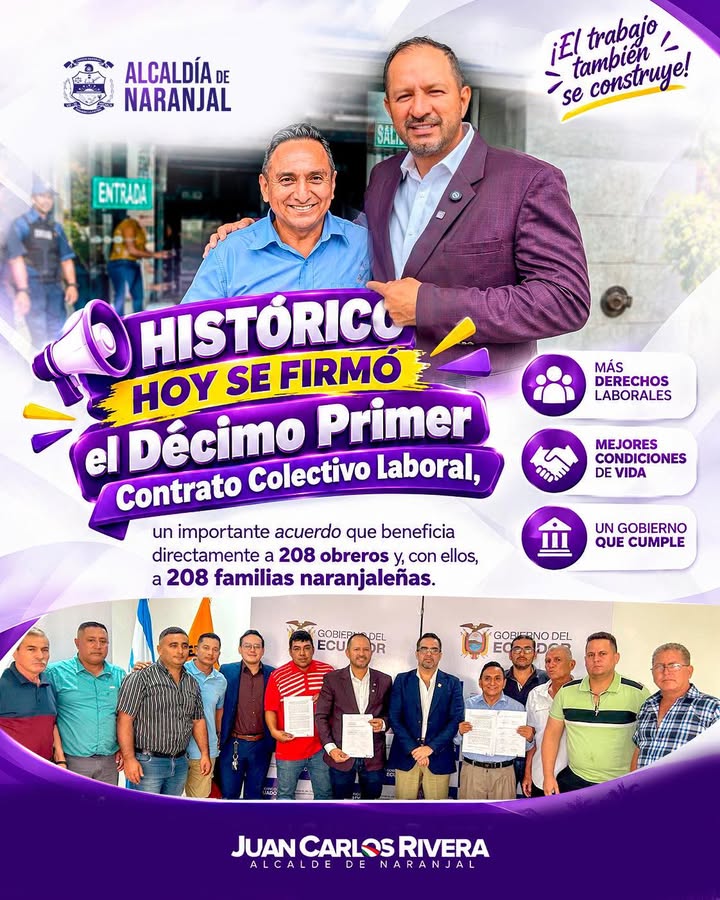 208 obreros de Naranjal firman su 11vo contrato colectivo con aumentos salariales