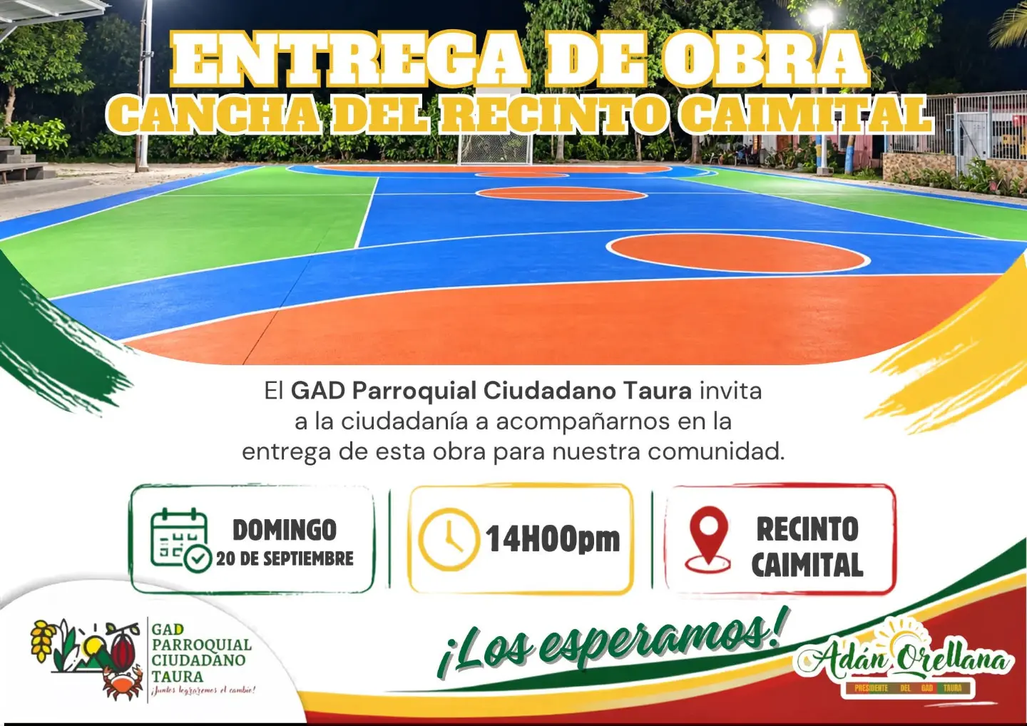 Entrega de cancha deportiva en Caimital este domingo 20 de septiembre