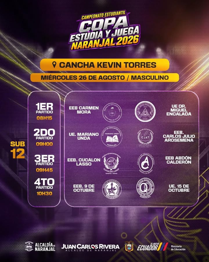 Copa Estudia y Juega: Naranjal agenda partidos estudiantiles para esta semana
