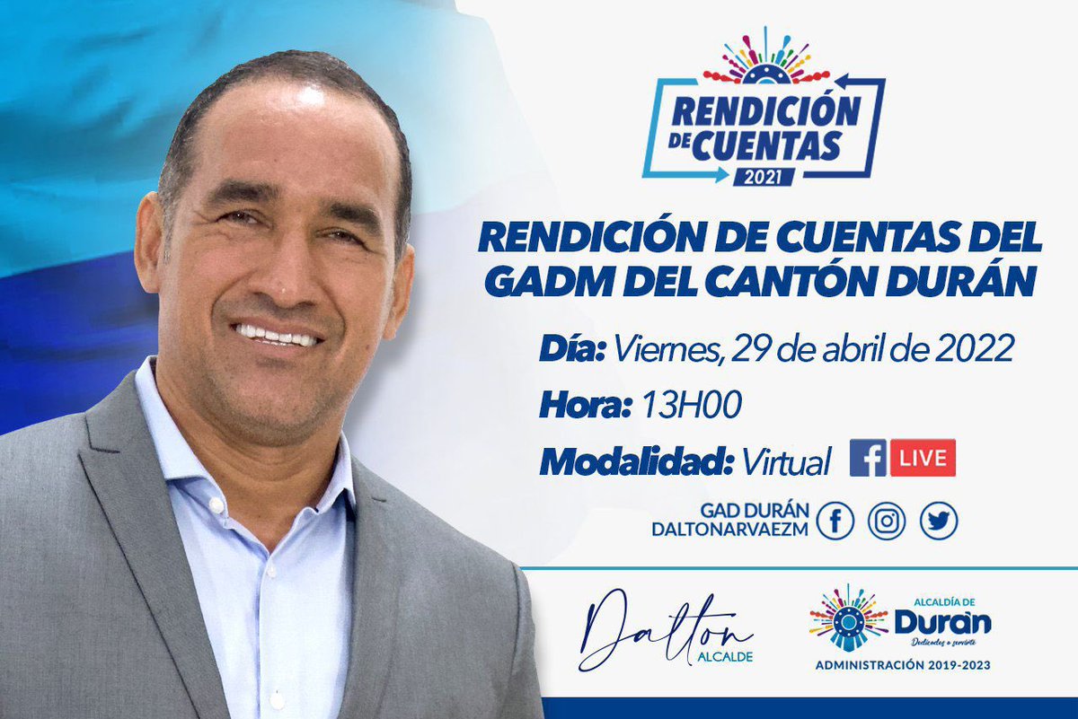 La Municipalidad de Durán convocó a la Rendición de Cuentas 2021 para el 29 de abril