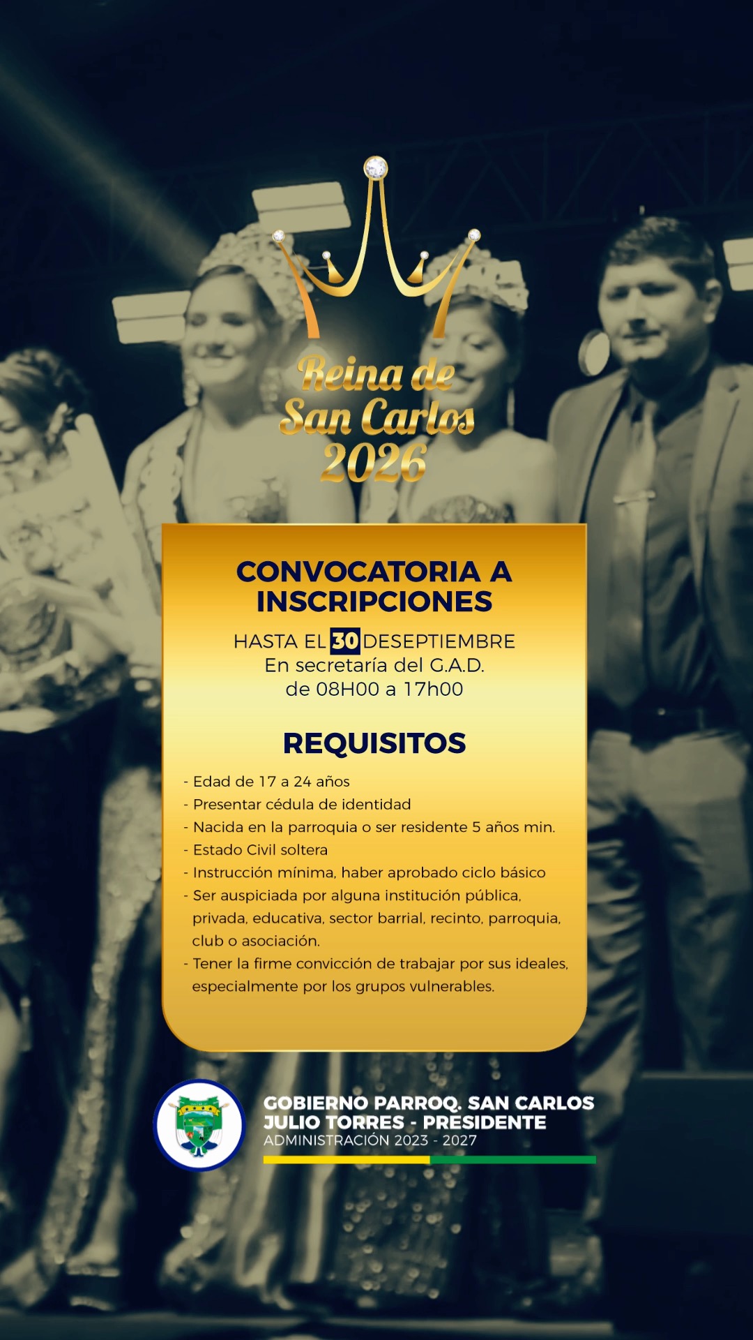 San Carlos abre las inscripciones para el Certamen Reina 2026