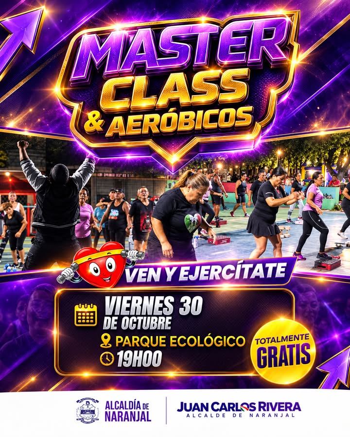 Master Class de aeróbicos gratis este viernes en el Parque Ecológico de Naranjal