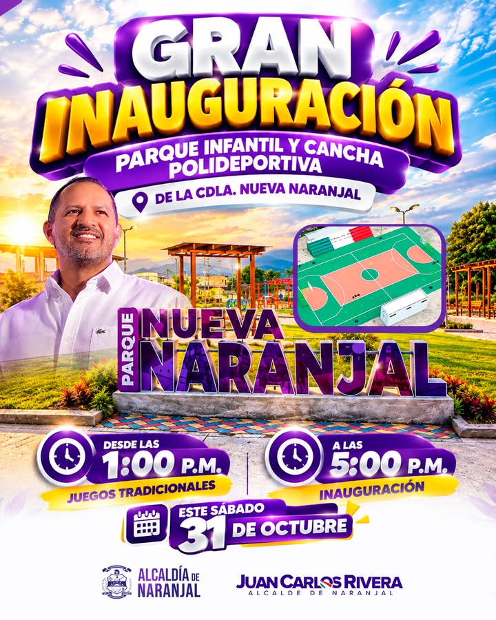 Inauguran este sábado Parque Infantil y Cancha Polideportiva en Nueva Naranjal