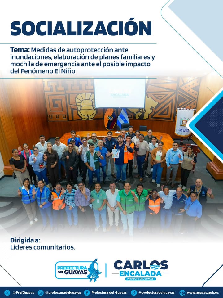 Prefectura del Guayas dictará charla sobre autoprotección ante inundaciones en San Carlos