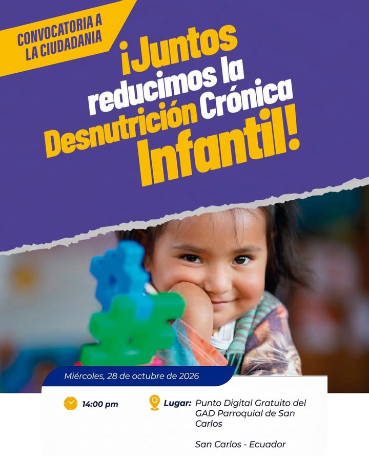 Subcentro de Salud convoca a madres de San Carlos para combatir desnutrición infantil