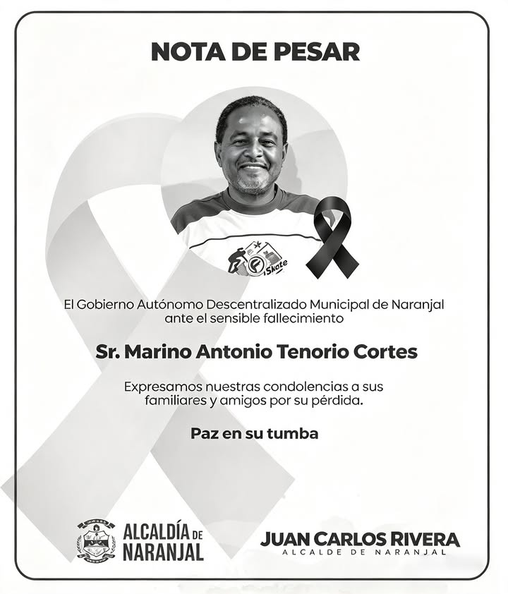 Naranjal rinde homenaje a Marino Tenorio, fallecido este domingo
