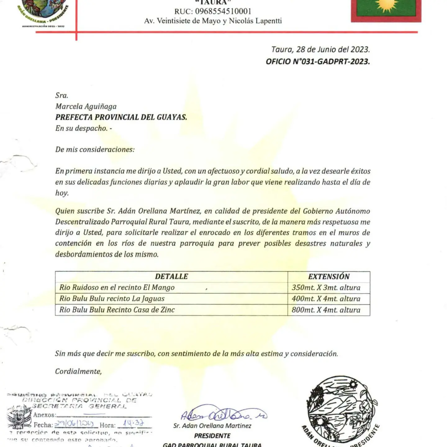 GAD Taura impulsa prioridad vial Las Jaguas-Florenciana ante Prefectura del Guayas