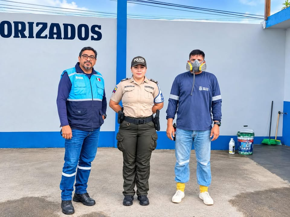 Alcaldía de Naranjal fortalece la salud pública con fumigación en el Destacamento Policial