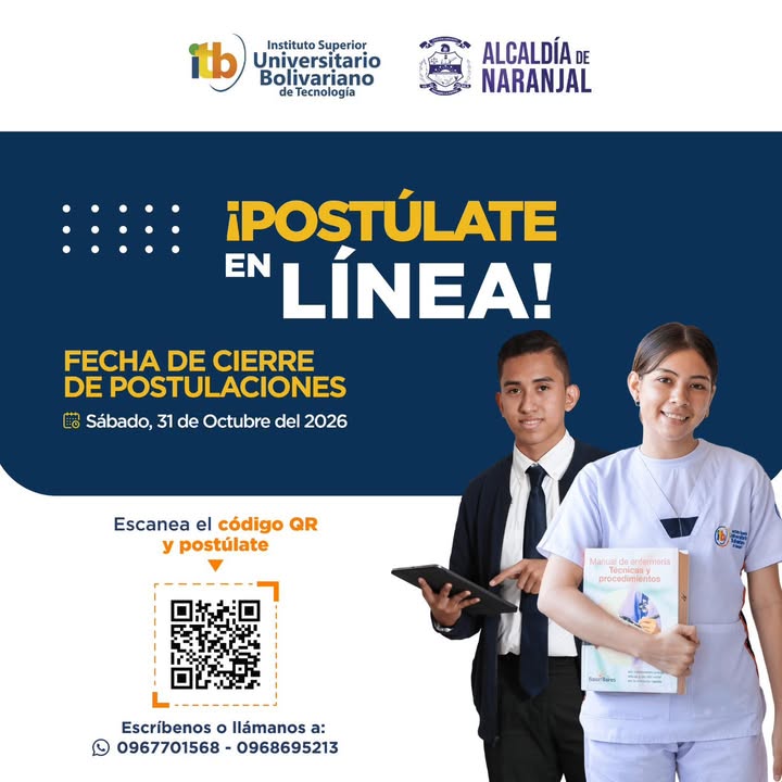 Beca del 25% para bachilleres de Naranjal en carreras técnicas del ITB