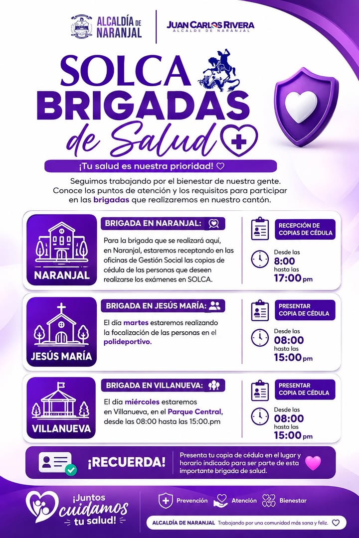 Brigadas de Salud de SOLCA llegan a Naranjal con apoyo del Municipio
